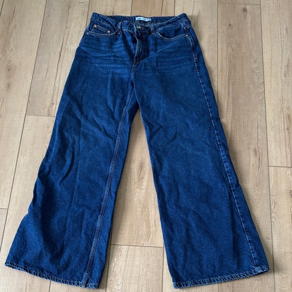 Zara Denim - Zara Dark Blue High Waist Wide Leg Women's Jeans